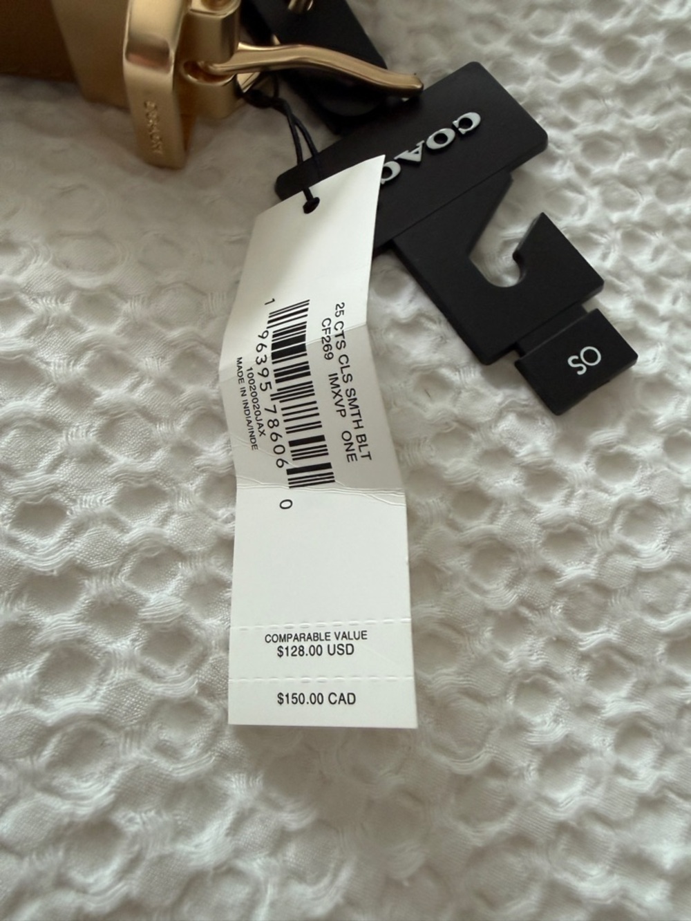 COACH Tan Leather Belt with Gold-Tone Buckle - Picture 3 of 4
